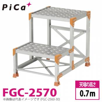 ピカ/Pica 作業台（Danchiシリーズ) FGC-2570 踏面：縞板タイプ 最大使用質量：150kg  天場高さ：0.7ｍ 段数：2 質量：8.8kg ダンチ