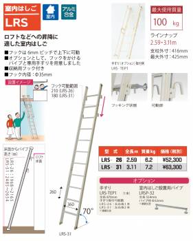 ピカ/Pica 室内はしごオプション 設置用パイプ LRSP-32 全長:870mm554mm　パイプ:φ32mm