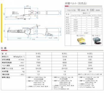 日東工器 ベルトンCLタイプ 空気式ベルトサンダ B-10CL 軽研磨用ベルト幅10mm