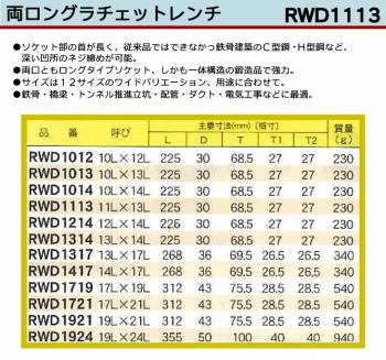 MCC 両口 ロング ラチェットレンチ RWD1113 11LX13L 一体構造鍛造品 ロングタイプソケット